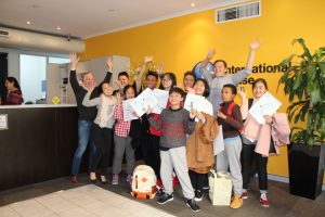 People happily congratulating